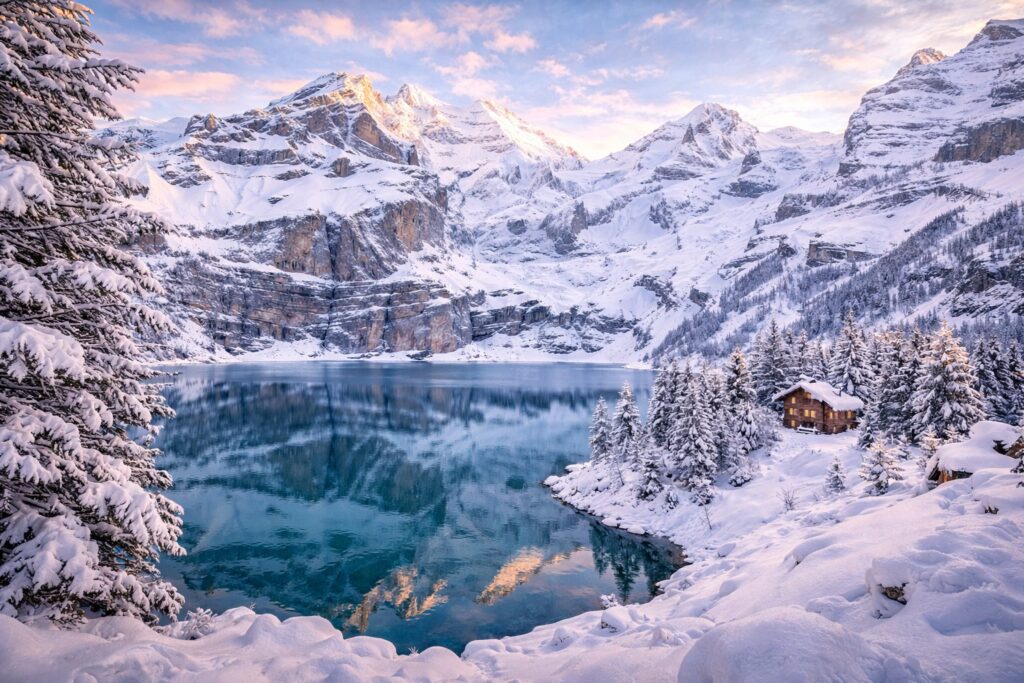 best places to visit in winter in the world, Lake Oeschinen
